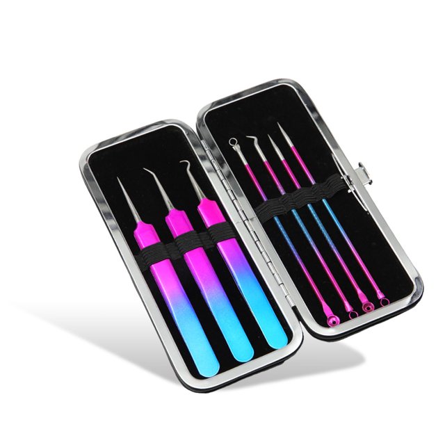 Vogacara 1 Juego de agujas para acné afiladas, precisión, Kit de depilación con mango texturizado, no es fácil de dañar las manos, Pinceles de maquillaje y herramientas tipo 4 Vogacara CE011772-04