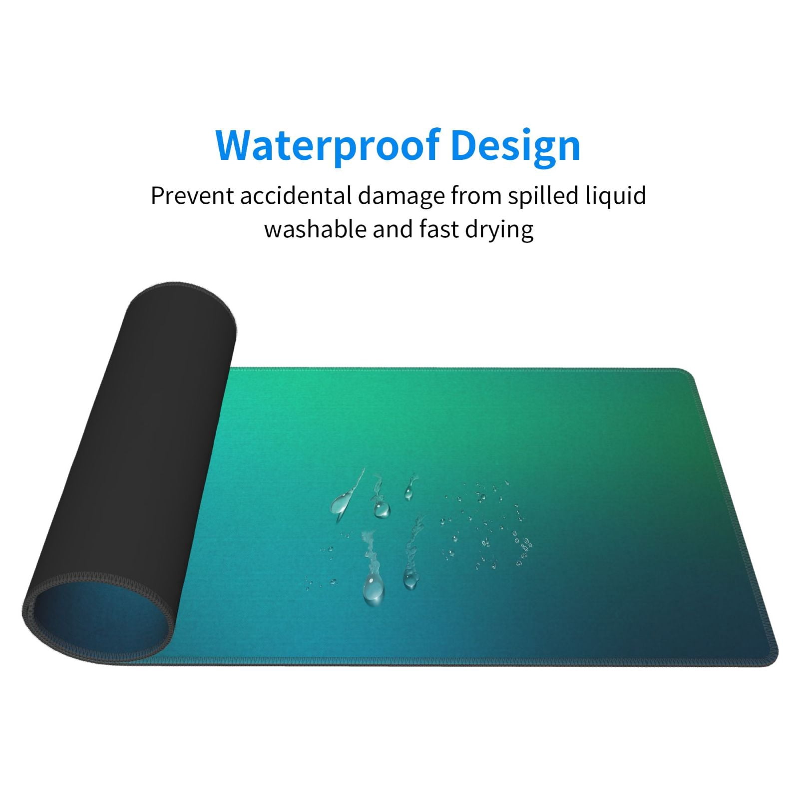 Xecao Green Turquoise Teal for Mouse Pad - Waterproof Extended Contour Mouse Mat, Large Gaming Mousepad Laptop Keyboard Mat with Non-Slip Rubber Base