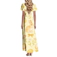 thumbnail image 4 of LWavelet Women's V-Neck Ruffle Sleeve Bunny & Easter Egg Bow Print Maxi Dress for Easter & Casual Outfits Earthy Yellow S, 4 of 4