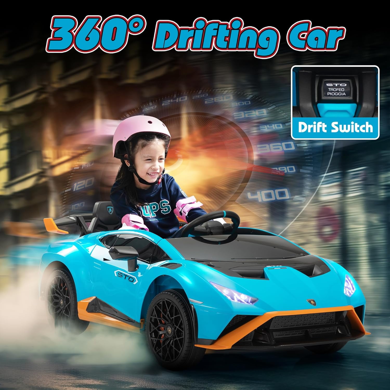 TOBBI 12V Lamborghini STO Licensed Kids Electric Drive Ride on Car with Remote Drift USB for Ages 3 6 Blue Walmart