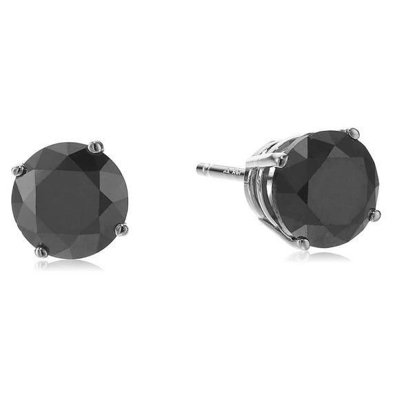 Vir Jewels 2 CTTW Black Diamond Stud Earrings 14K White Gold Round Push Backs 4 Prong Basket Female Adult