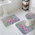 thumbnail image 3 of Spring Floreal Bathroom Rugs Set Pink Lily of The Valley Raindrops Botanical Farm Non Slip Absorbent Soft Bath Mats 3 Piece Set with Bathroom Rug, U-Shaped Floor Mat, Toilet Seat Cover Small Size, 3 of 9
