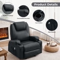 thumbnail image 4 of JMYMRY Recliner Chair with Heat and Massage, PU Leather, Adjustable Angle, Cup Holder, Side Pocket and USB Charge Port for Living Room, Black, 4 of 9
