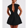 thumbnail image 2 of NJWS Women Sexy Mini Dress Deep V Neck Cap Sleeve A Line Dress Short Formal Dresses Party Club, 2 of 5
