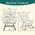 thumbnail image 3 of BISHE Modern Nursery Rocking Chair Upholstered Glider Chair with High Backrest Rocker Accent Armchair with Solid Wood Legs for Nursery Bedroom Living Room Teddy, White, 3 of 6