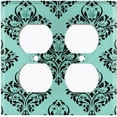 thumbnail image 3 of Metal Light Switch Plate Cover Elegant Teal Black Diamond Rose Damask DAM095, 3 of 13