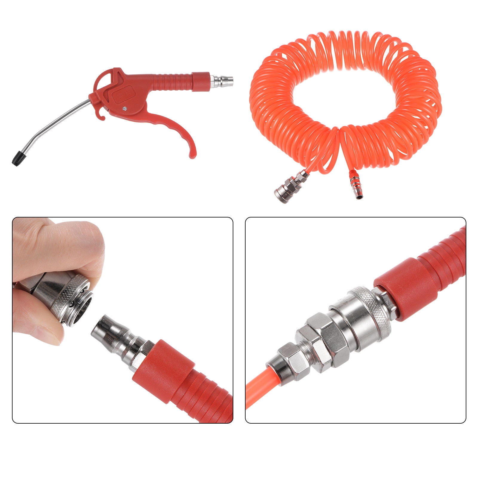 Uxcell Air Blow Gun High Pressure Dust Blower Gun with 4 Inch Long Angled Nozzle 15m Pu Air Hose, Red