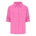 thumbnail image 4 of Womens Cotton Linen Shirts Blouses for Women 2025 Shirts for Women Dressy Casual Work Basic Fitted Tees, 4 of 6