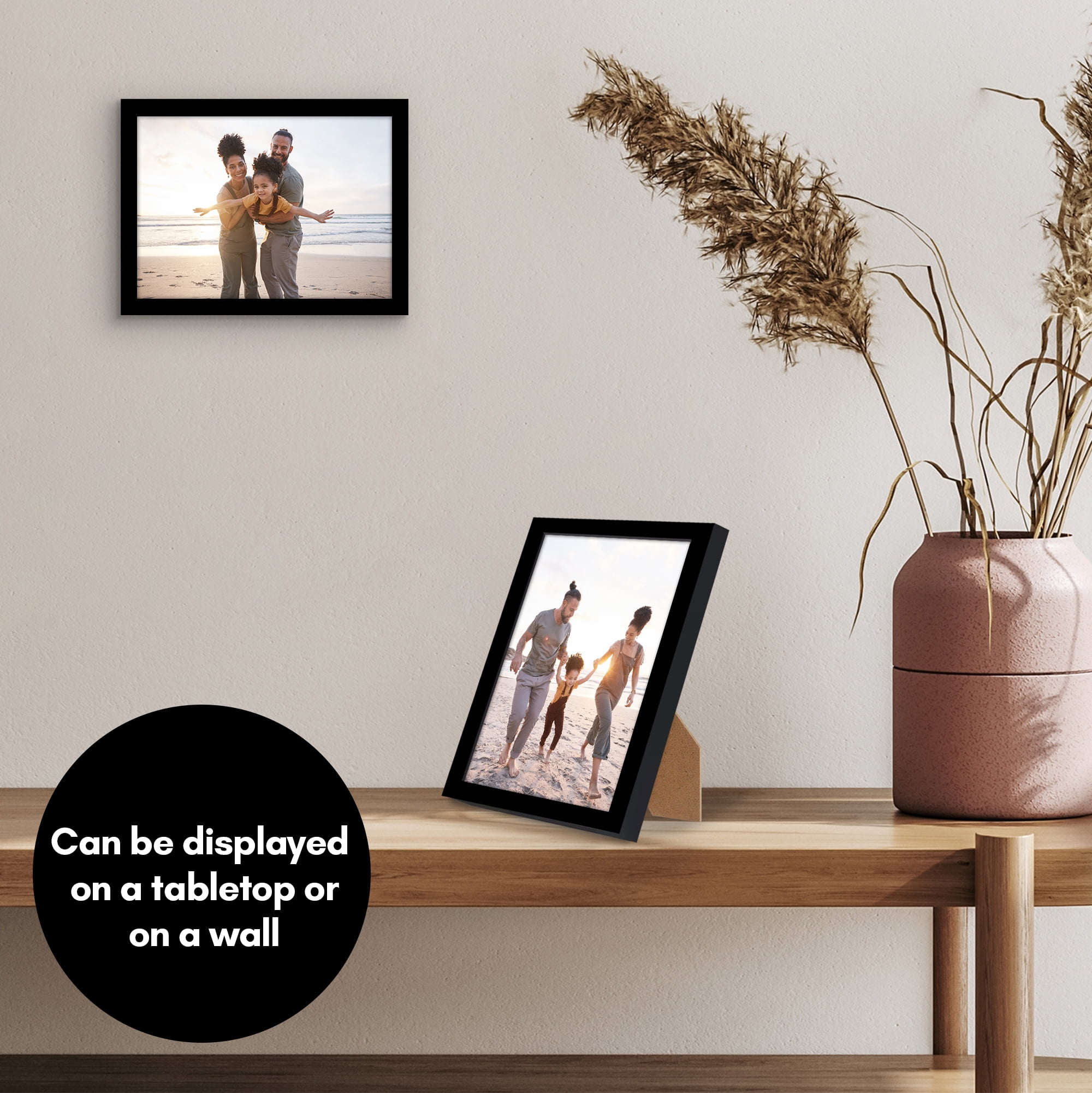 Americanflat 5x7 Picture Frame with Shatter-Resistant Glass Streamline Collection Thin Border Photo - Black