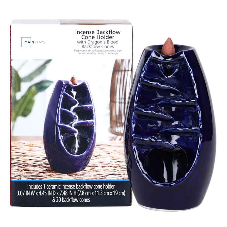 Mainstays Backflow Incense Waterfall Burner Blue Ceramic with Cones photo 6