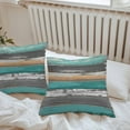 thumbnail image 4 of Coastal Style Outdoor Pillow Covers Set of 2 Vintage Green Brown Stripes Wood Grain Waterproof Throw Pillow Case Decorative Square Cushion Cover for Patio Couch Garden Balcony, 20"x20", 4 of 9