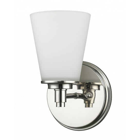 Conti 1-Light Polished Nickel Sconce With Etched Glass Shade