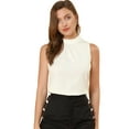 thumbnail image 1 of INSPIRE CHIC Blouse Décontractée Sans Manches à Col Montant à Volants pour Femmes, 1 of 6