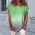 thumbnail image 3 of Askfv Womens Casual Summer O-Neck T-Shirt Gradient Printed Blouse Short Sleeve Shirt Tunic Top, 3 of 3