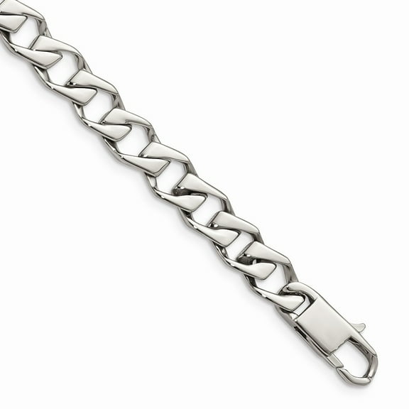 White Stainless Steel bracelet Chain style Link, 8.5 in 9 mm