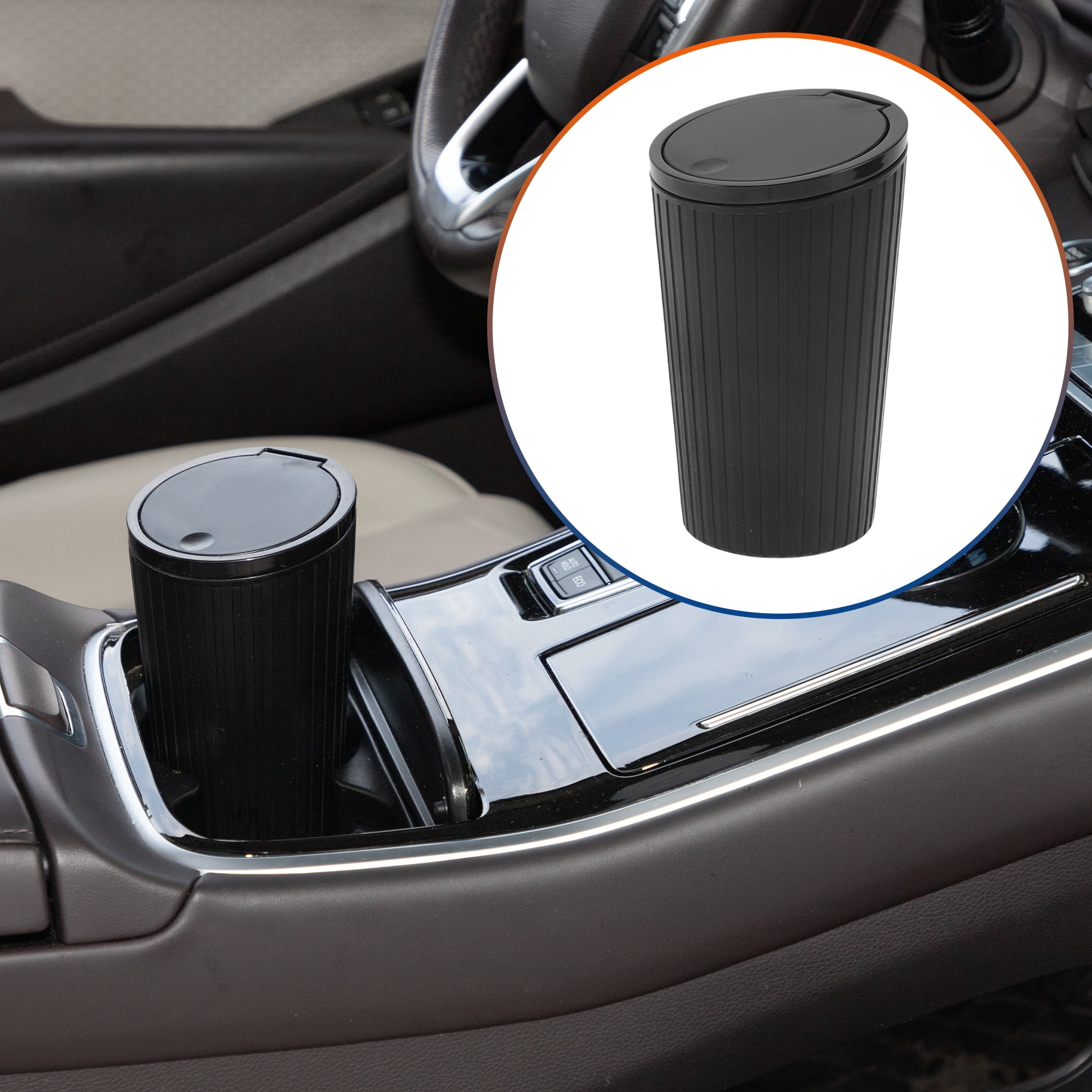 Unique Bargains Car Trash Can Trash Bin Portable 3.2x6.3in Height Plastic Black