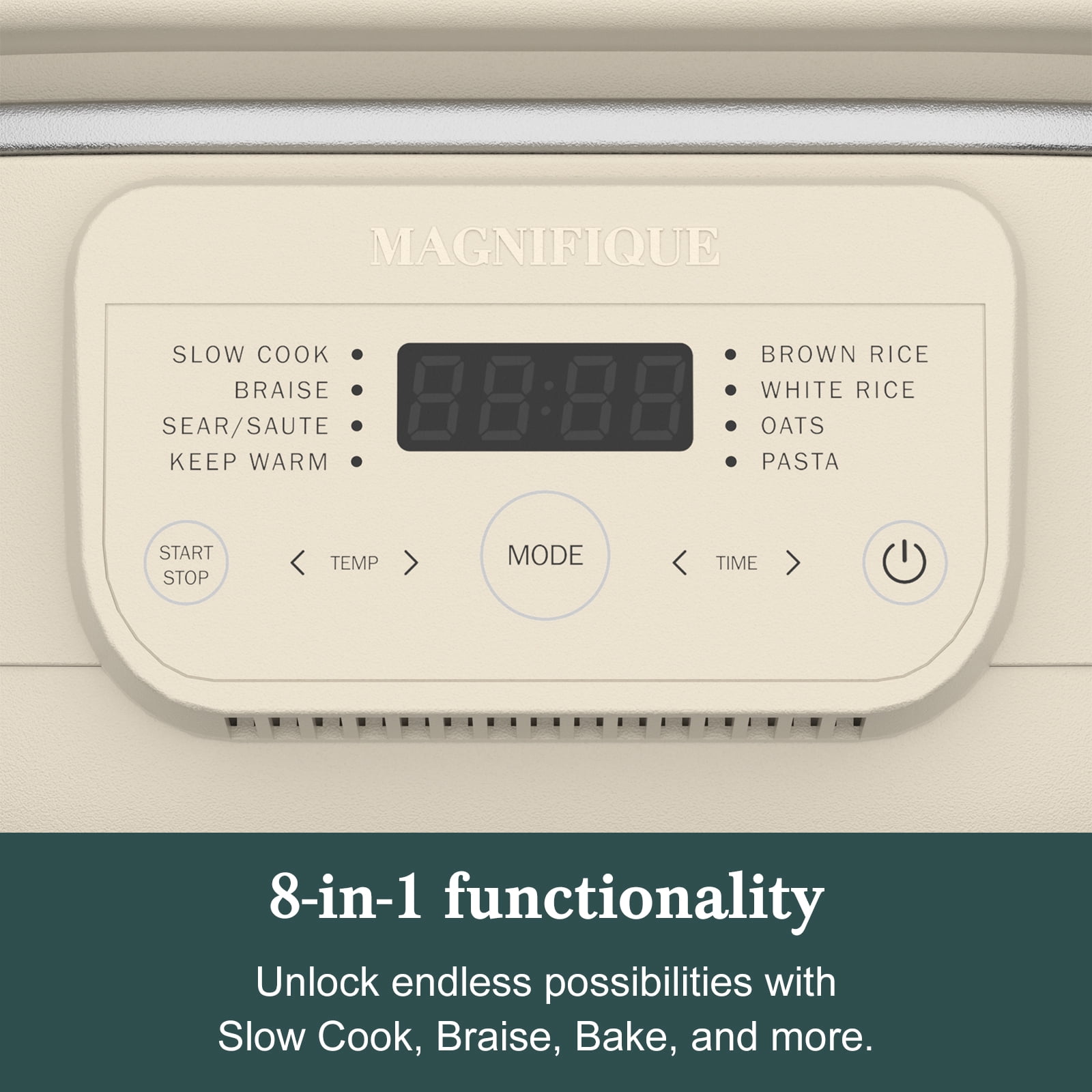 MAGNIFIQUE Programmable Claypot Oven Multi-Cooker with Wooden Spatula, Oatmeal, Multi-Functional Slow Cook, Braise, Sear, Pasta Cooking for Home Cooking