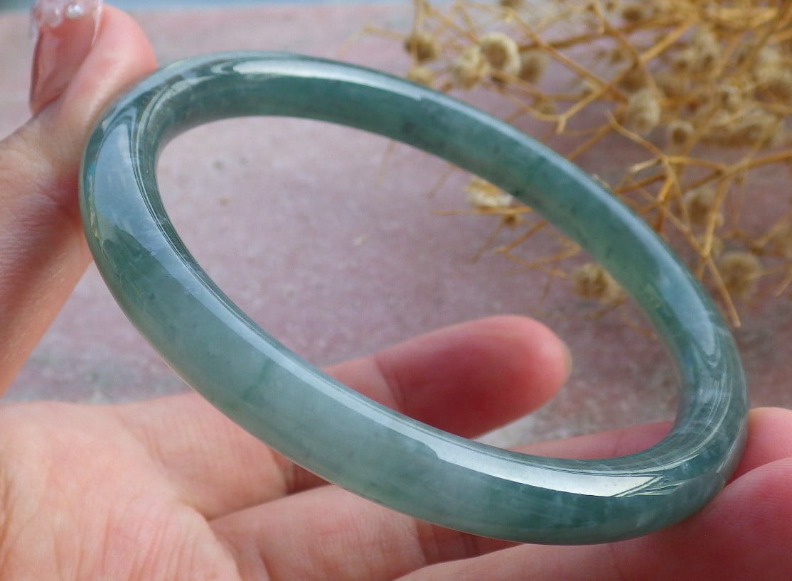 Icy Green Natural A JADE Jadeite Circle Bangle Bracelet 58 mm 682133 TN