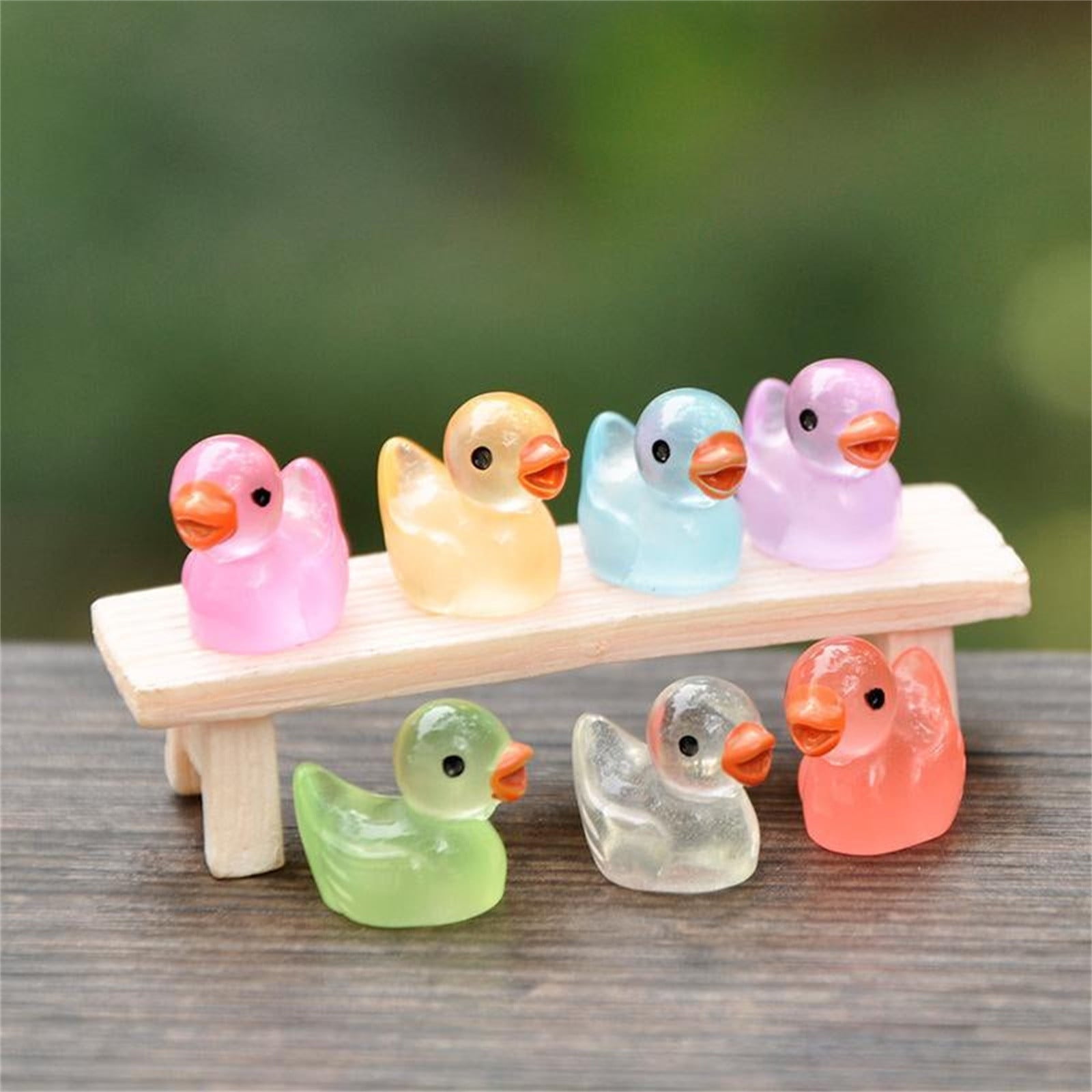 Sunshinehomely 50 Pcs Glow in the Dark Ducks, Luminous Mini Resin Ducks, Miniature Duck Figures, Small Duck Figurines for Garden Micro Landscape Potted Plants Birthday Party Decor