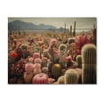 thumbnail image 3 of Designart "Green Pink Cactus landscape II" Floral Print on Natural Pine Wood, 3 of 5