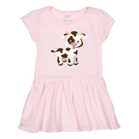

Inktastic Cute White Holstein Cow with Brown Spots Gift Toddler Girl Dress