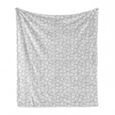 Modern Soft Flannel Fleece Throw Blanket, Geometric Triangles Abstract Futuristic Molecule Style Hipster Artwork, Cozy Plush for Indoor and Outdoor Use, 50" x 70", Pearl and Dark Grey, by Ambesonne