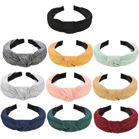10 Pcs Wide Plain Headbands Fashion Elastic Hairband Hair Accessories for Women and Girls, 10 Colors