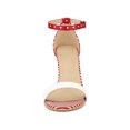 thumbnail image 6 of BLISSFUL STEP Women's Sandals Stiletto Heels Stripe Ankle Strap Polka Dots Sandals Red 8.5, 6 of 7