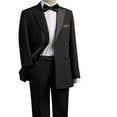 thumbnail image 3 of Men's 2-Piece Black Double-Breasted Suit Set: Blazer + Stretch Waist Pants, Bonus Tie, Formal Business Wedding Outfit, 3 of 7