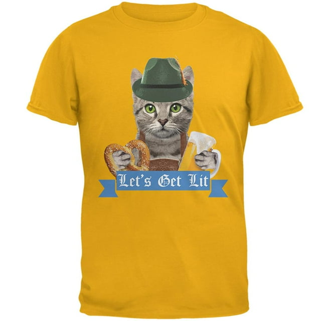 Oktoberfest Funny Cat T-Shirt pour Homme « Let's Get Lit »