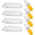 thumbnail image 1 of 4 Piece Corn Tray And 4Piece Corn Cob Hold Set , Corn On The Cob Plate Corn Cob Corn Hold For Corn On The Cob Stainle Steel Barbecue Tool And S vice Tray Corn Tableware Set, 1 of 8