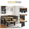 thumbnail image 5 of Breakfast Nook Kitchen Corner Dining Table Bench Chair Set, Space-Saving 3-4 Seat L-Shape Farmhouse Mid Century Modern Style for Family Home Black Wood, 5 of 9