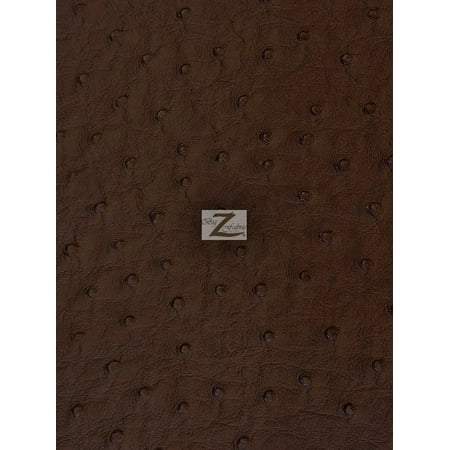 - Vinyl Faux Fake Leather Pleather Embossed Ostrich Fabric / Dark Brown / Sold By The Yard