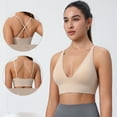 thumbnail image 5 of XFHLMJFF Women Bra V Neck Long Line Sports Bra Strap Padded Cup Adjustable Thin Strap Fitness Yoga Short Top Comfort Lingerie, 5 of 7