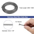 thumbnail image 2 of Unique Bargains 1/8" (3mm) 100ft 304 Stainless Steel Cable Wire Rope 7 x 7 Strands PVC Coated Aircraft Wire, 2 of 5