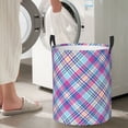 thumbnail image 3 of DouZhe Waterproof Collapsible Large Laundry Baskets, Pastel Plaid Checkered Prints Circular Hamper with Handles, 3 of 6