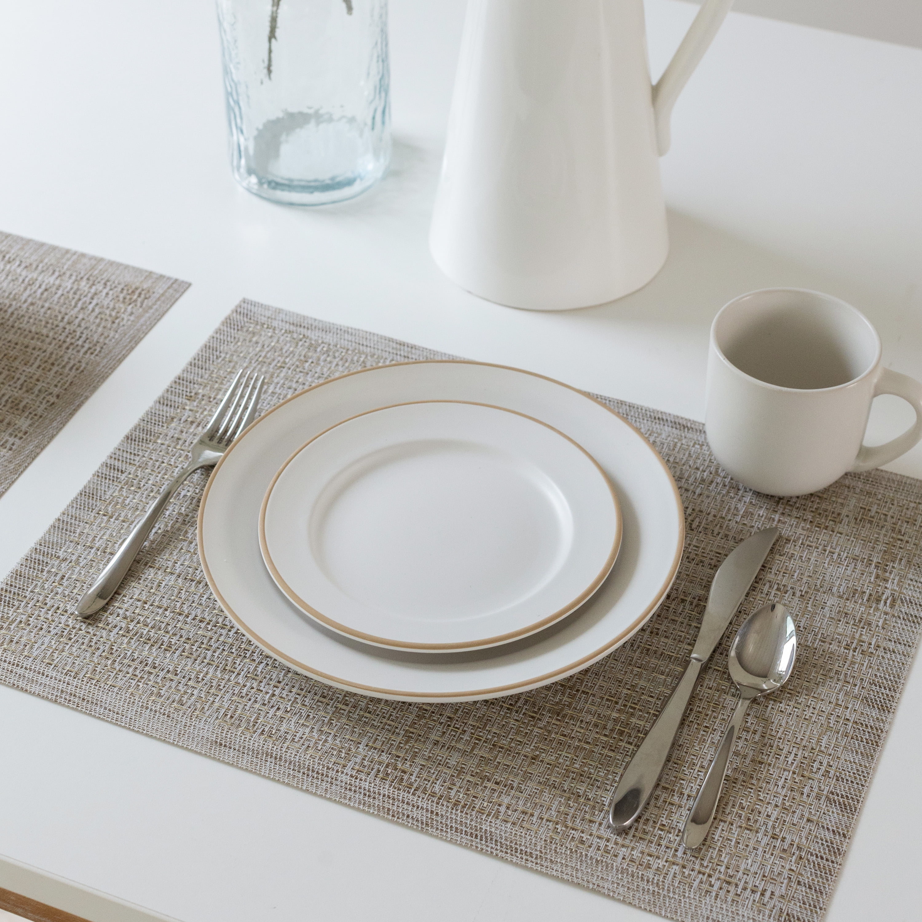 (4 pack) Mainstays Rainer Woven Vinyl Table Placemat Sand 13" x 18"