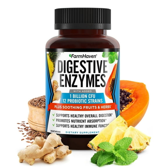 Digestive Enzymes with Probiotics | Gut Health, Nutrient Absorption & Bloating Relief | Vegetarian, 60 Capsules
