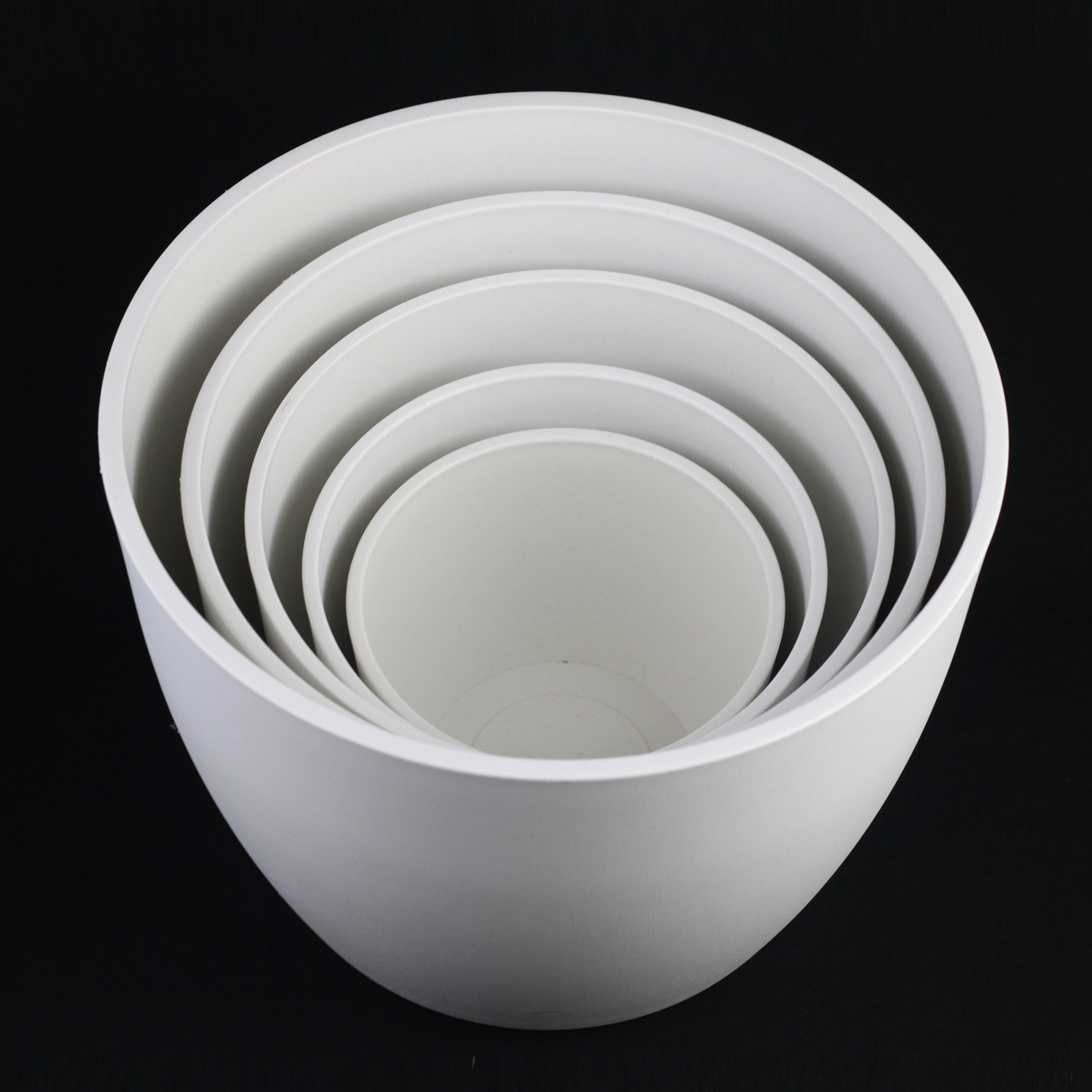 Florinia 5-Piece White Plastic Planter Set – Modern Round Indoor Flower Pots (5.4", 6.5", 7.9", 9.2", 10.7") – Lightweight Decorative Plant Containers ( without plants )