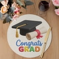 thumbnail image 3 of Graduation Round 13 Inch Placemats Set of 4, Grad Cartoon School on Linen HeatResistant Non Slip Place Mats for Dining Table, Wipeable Braided Kitchen Table Mats for Housewarming, 3 of 9