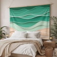 thumbnail image 3 of Geometric Green Tapestry for Bedroom Wall Hanging Tapestry, Ocean Wave Stripes Modern Abstract Beach Ceiling Backdrop Tapestries Poster Blanket Wall Decor for Teens Room Living Room Dorm 59" x 90", 3 of 8