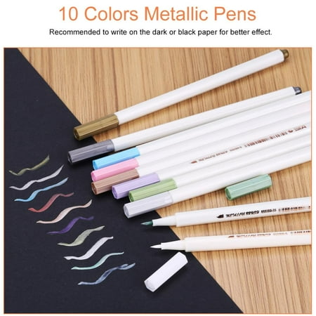 Art Supplies Scrapbooking Ymiko 10pcs Metallic Color Pens DIY Album Scrapbooking Craft Drawing Marking Art Supplies Stationery ()