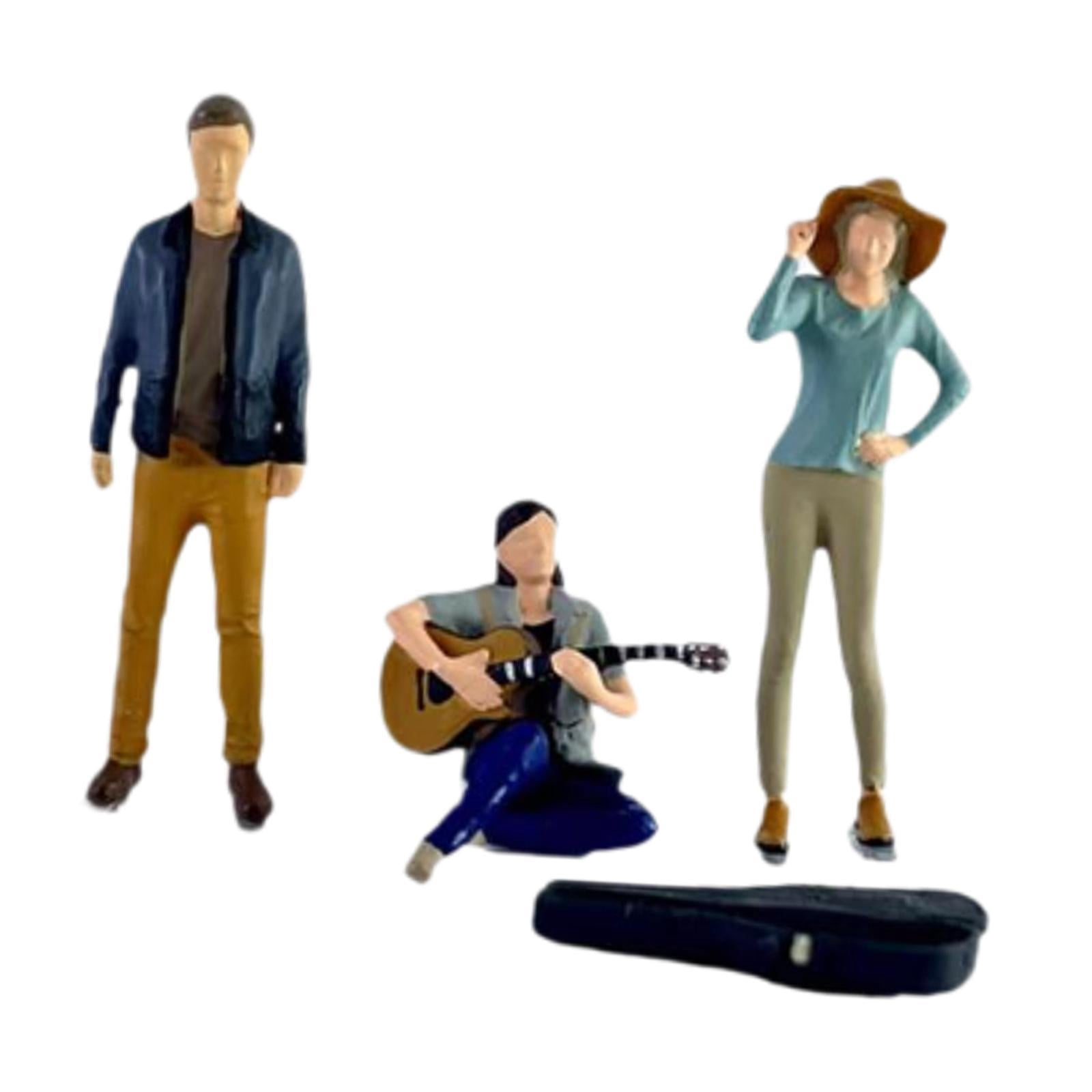 LeeQinersw 3 Pieces 1/64 People Figures Collectibles DIY Crafts Miniature Diorama Guitarist Blue