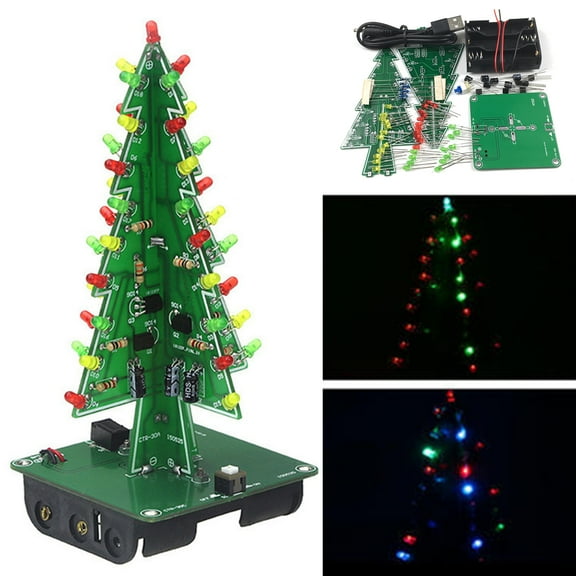 Cheer US 7 Colors LED Christmas Tree Electronic Assemble Kit, DIY Soldering Practice, Circuit Solder Project for Student Teens