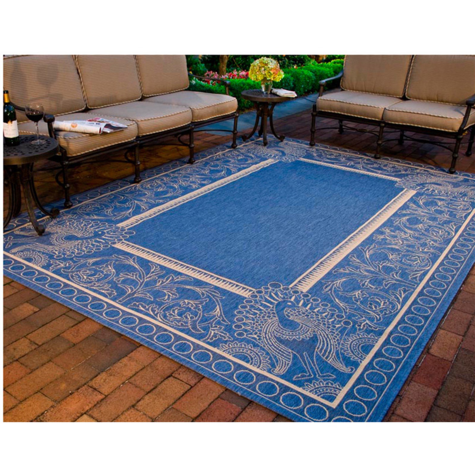 SAFAVIEH Courtyard Cooper Floral Indoor/Outdoor Area Rug, 5'3" x 7'7", Blue/Natural - image 3 of 3