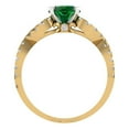 thumbnail image 4 of Clara Pucci 14K Yellow/White Gold Solid Gold Emerald Solitaire with Accents Anniversary Ring for Women - 1.42 cttw Round Cut, 4 of 8