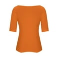 thumbnail image 5 of JGGSPWM Women's Crop Tops Basic Scoop Neck 3/4 Sleeve T-Shirt V Neck Half Sleeve Tees Slim Fit Orange XL, 5 of 6