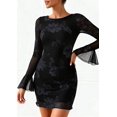thumbnail image 2 of Vestido PRETTYGARDEN 2025 Bordado Floral con Mangas Campana Negro Talle S, 2 of 8