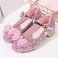thumbnail image 2 of Ticikt Girls Dress Shoes Glitter Princess Shoe Flower Mary Jane Low Heels Party Wedding Prom Footwear for Toddler Kids,Color:Pink, 2 of 5