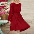 thumbnail image 4 of Kid Girl Dresses Long Sleeve Tiered Swing A-Line Casual Brick Red Dress For Girls Birthday Dress For Girls Girls' Special Occasion Dresses, 4 of 6
